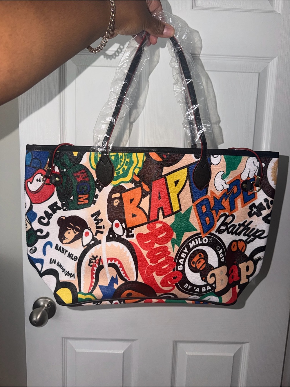 BAPE Graphic Multicolor Canvas Tote Bag